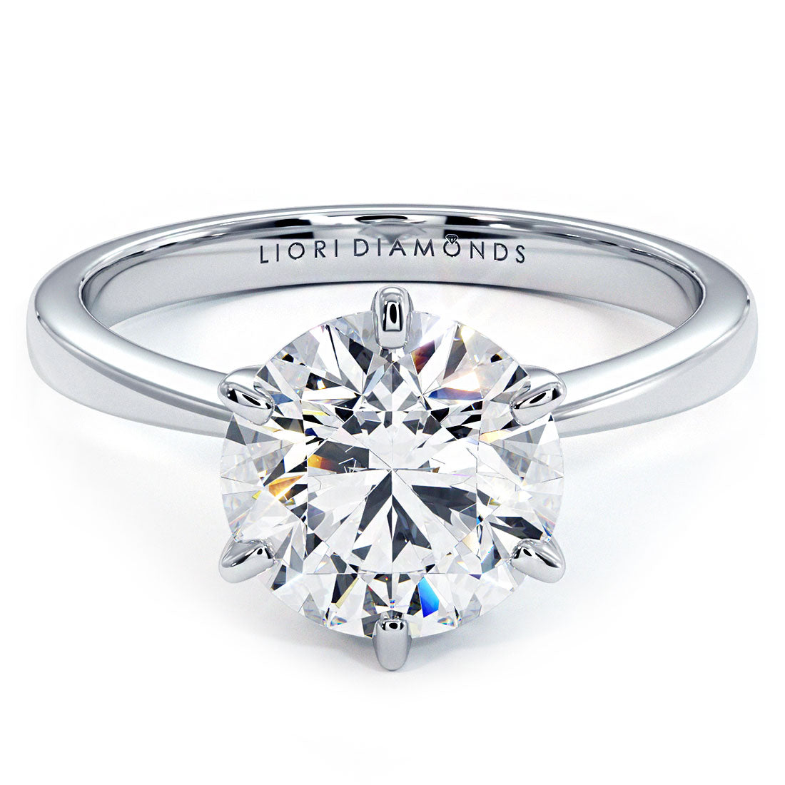 2 Carat Round Brilliant Petite Tapered 6 Prong Solitaire