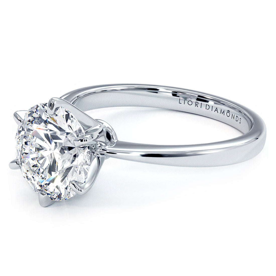 2.01 Carat GIA Certified Round Brilliant Petite Tapered 6 Prong Solitaire Lab Grown Diamond Engagement Ring set in Platinum