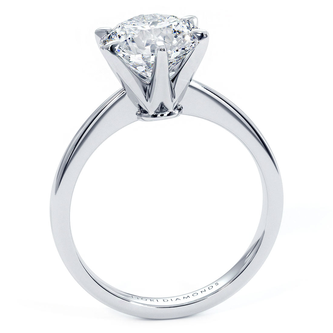 2.01 Carat GIA Certified Round Brilliant Petite Tapered 6 Prong Solitaire Lab Grown Diamond Engagement Ring set in Platinum