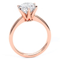 2.01 Carat GIA Certified Round Brilliant Petite Tapered 6 Prong Solitaire Lab Grown Diamond Engagement Ring set in 14k Rose Gold