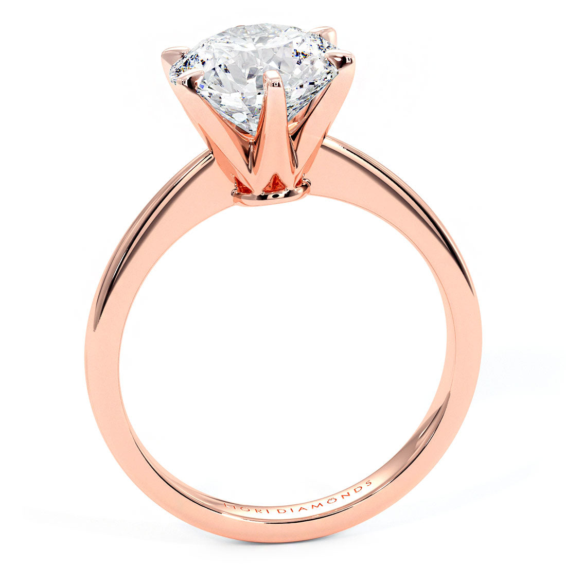 2 Carat Round Brilliant Petite Tapered 6 Prong Solitaire