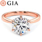 2.01 Carat GIA Certified Round Brilliant Petite Tapered 6 Prong Solitaire Lab Grown Diamond Engagement Ring set in 14k Rose Gold