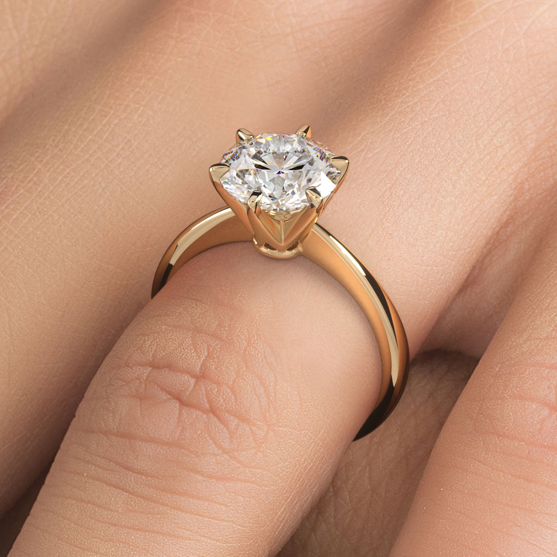 2 Carat Round Brilliant Petite Tapered 6 Prong Solitaire