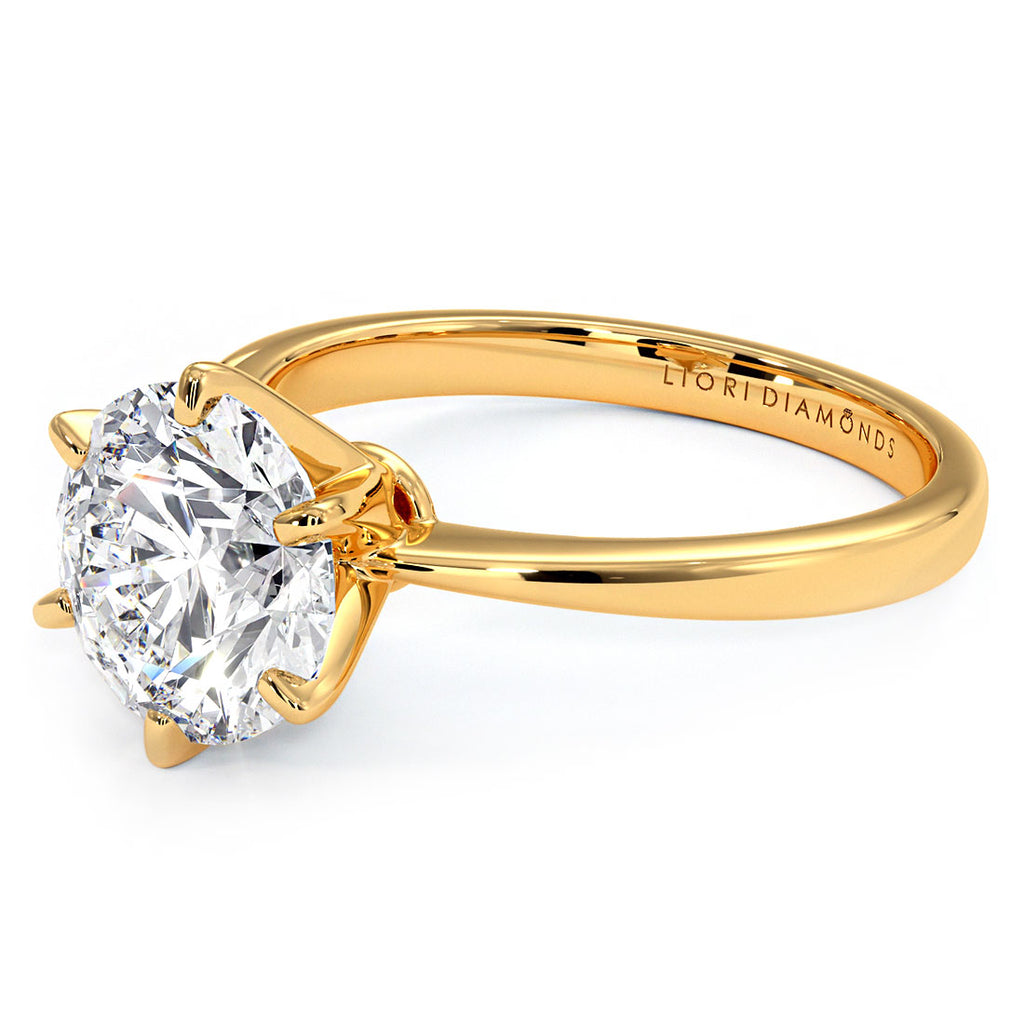 2 Carat Round Brilliant Petite Tapered 6 Prong Solitaire