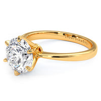 2.01 Carat GIA Certified Round Brilliant Petite Tapered 6 Prong Solitaire Lab Grown Diamond Engagement Ring set in 14k Yellow Gold