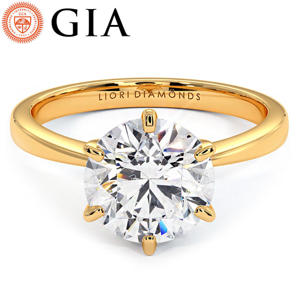 2 Carat Round Brilliant Petite Tapered 6 Prong Solitaire