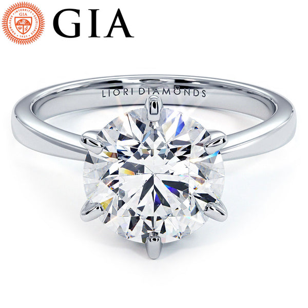 3 Carat Round Brilliant Petite Tapered 6 Prong Solitaire