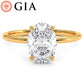 2.07ct GIA Certified Oval Cut Petite Wire Solitaire Lab Grown Diamond Engagement Ring set in 14k Yellow Gold