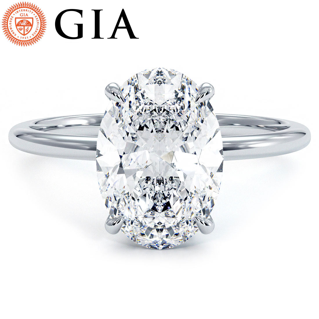 3 Carat Oval Cut Petite Wire Basket Solitaire