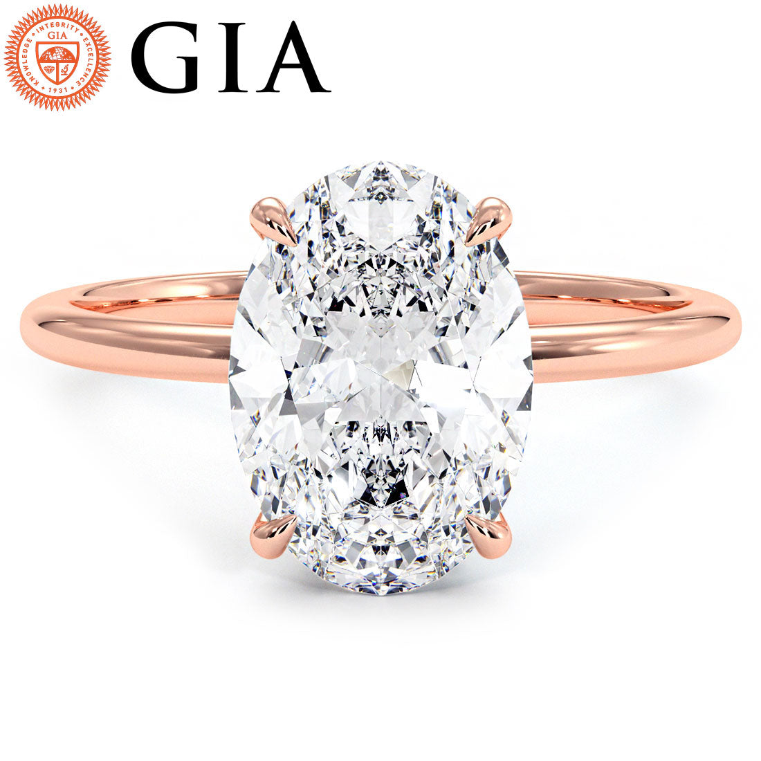 3 Carat Oval Cut Petite Wire Basket Solitaire