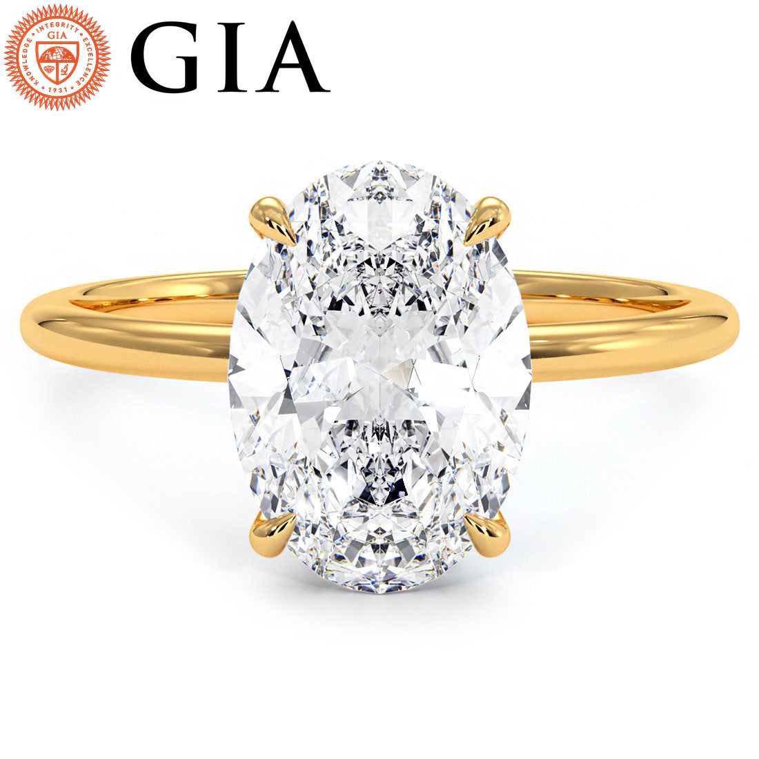 3 Carat Oval Cut Petite Wire Basket Solitaire