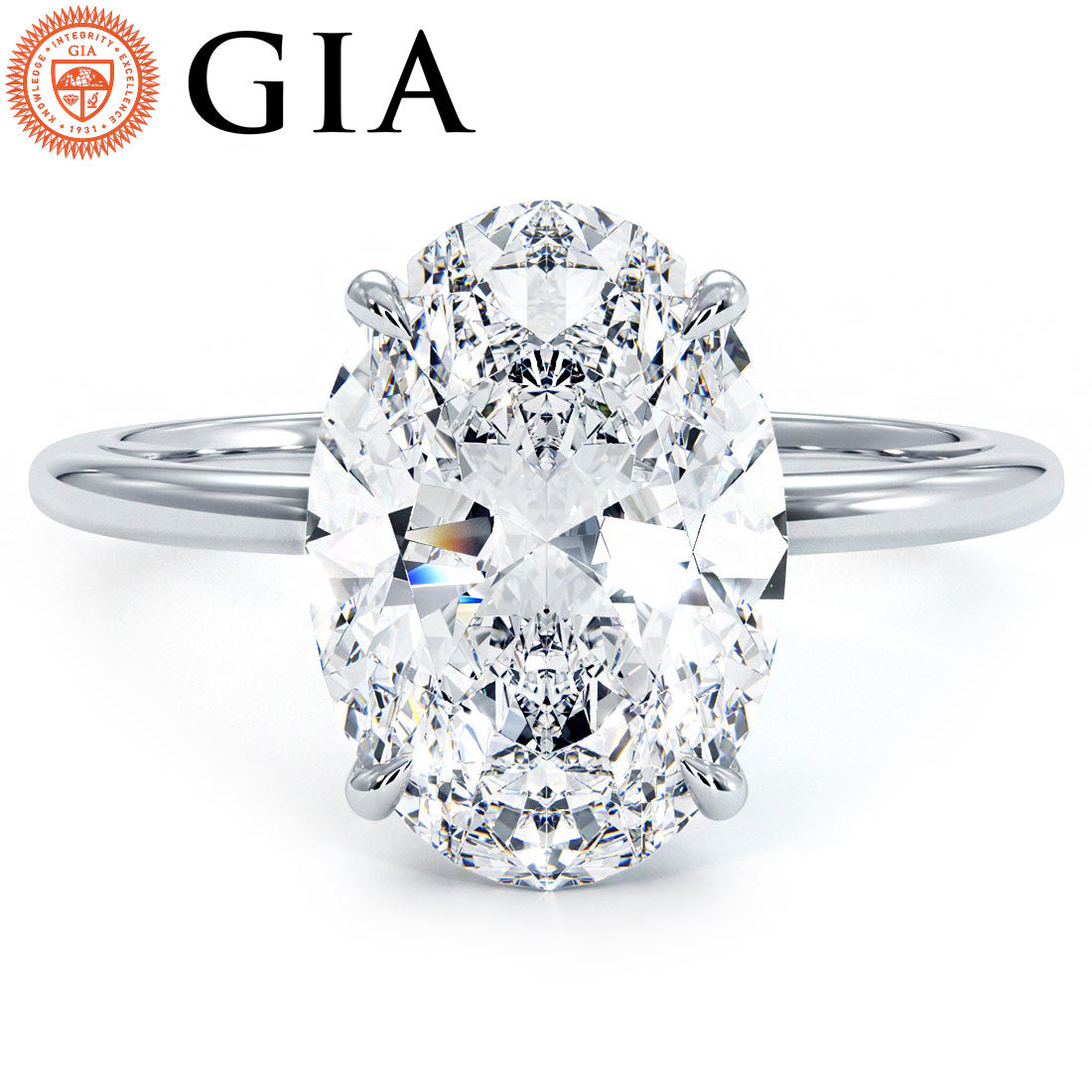 4 Carat Oval Cut Petite Wire Basket Solitaire