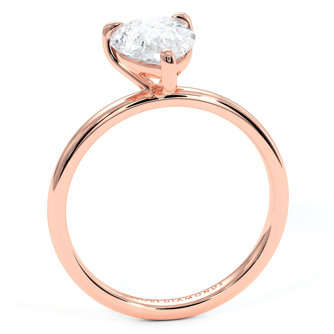1.56ct GIA Certified Pear Shape Petite Wire Basket Solitaire Lab Grown Diamond Engagement Ring set in 14k Rose Gold