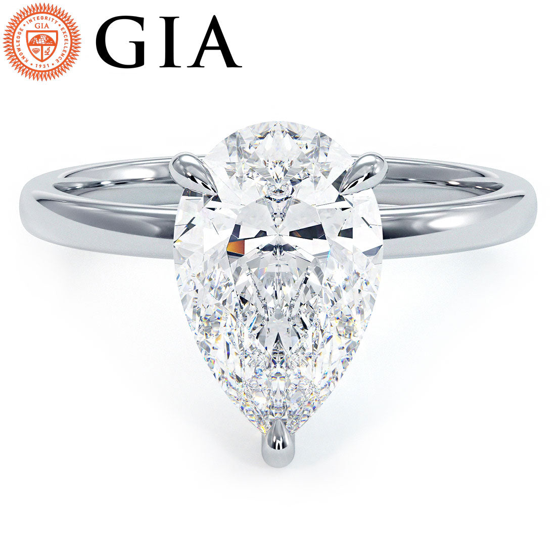 2 Carat Pear Shape Petite Wire Basket Solitaire