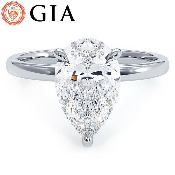 2 Carat Pear Shape Petite Wire Basket Solitaire