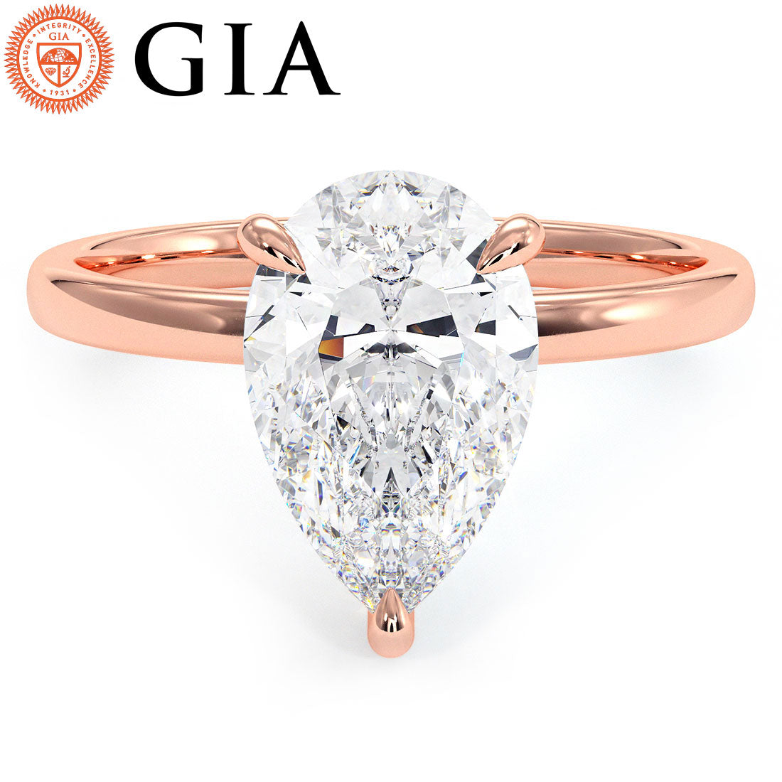 2 Carat Pear Shape Petite Wire Basket Solitaire
