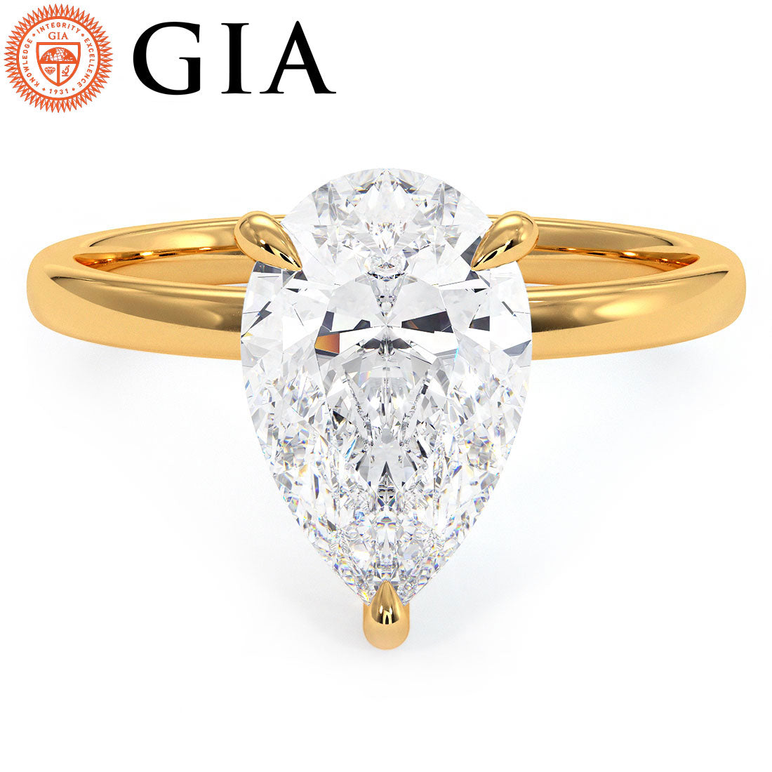 2 Carat Pear Shape Petite Wire Basket Solitaire