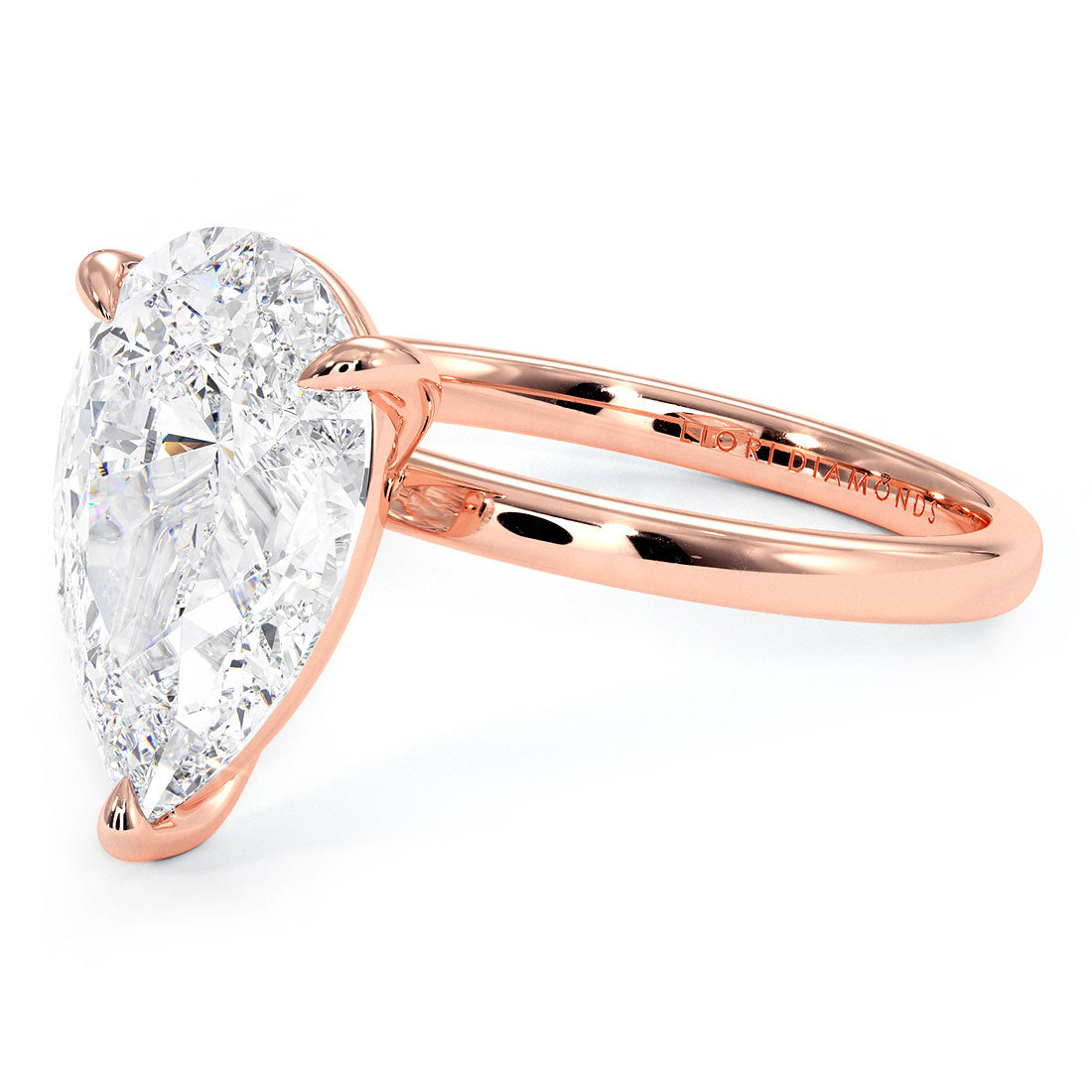 2.71ct GIA Certified Pear Shape Petite Wire Basket Solitaire Lab Grown Diamond Engagement Ring set in 14k Rose Gold