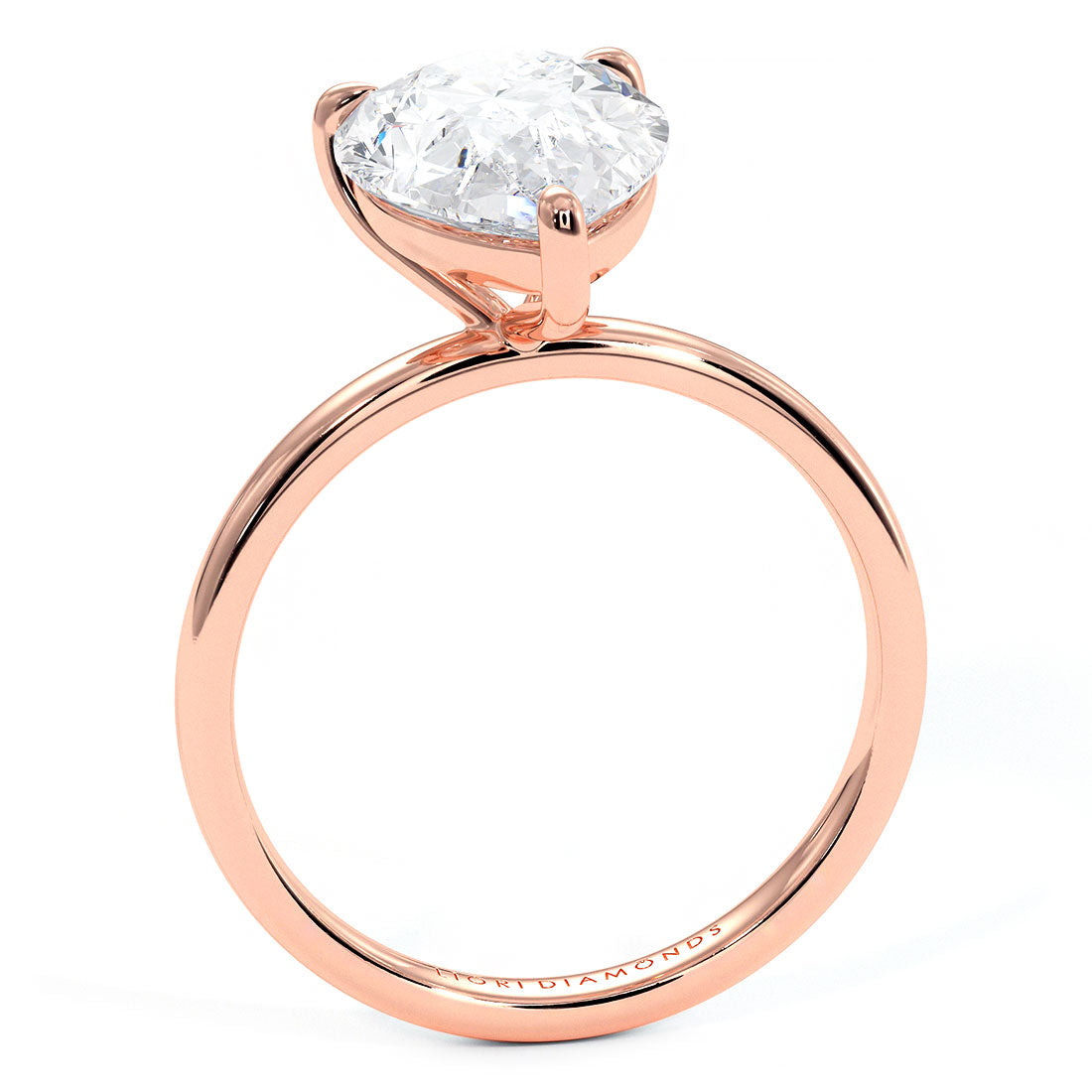 2.71ct GIA Certified Pear Shape Petite Wire Basket Solitaire Lab Grown Diamond Engagement Ring set in 14k Rose Gold