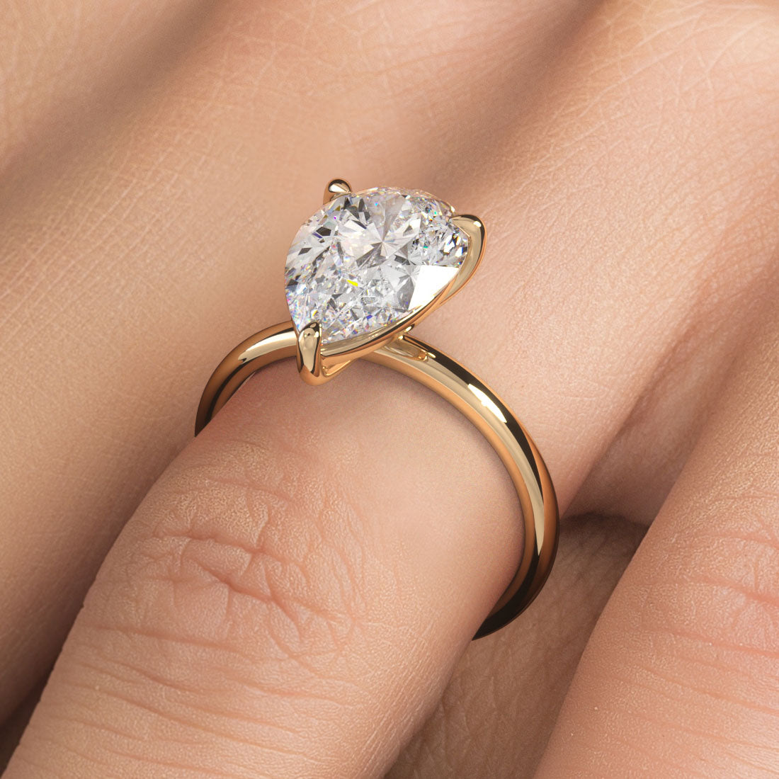 3 Carat Pear Shape Petite Wire Basket Solitaire