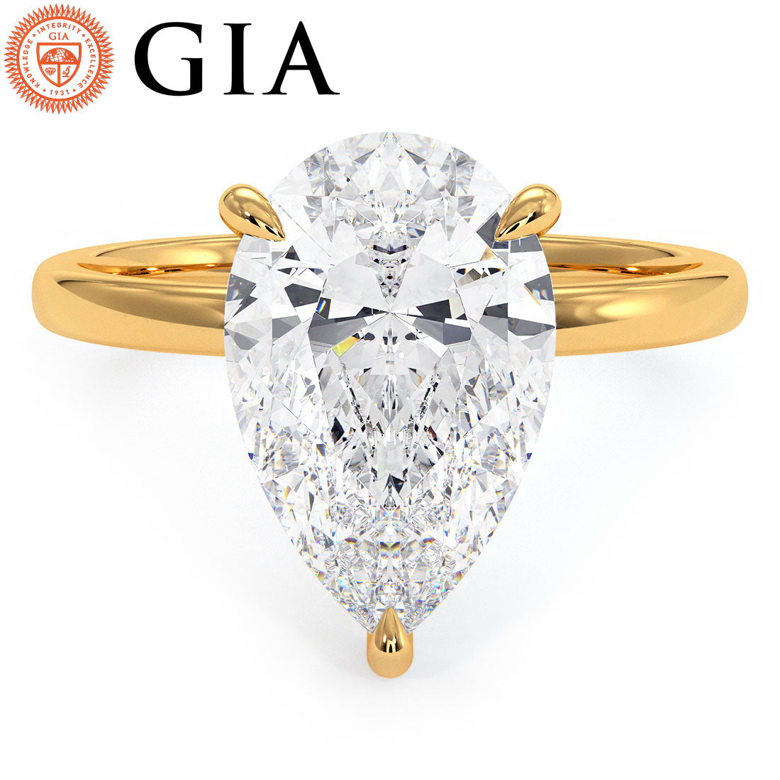 3 Carat Pear Shape Petite Wire Basket Solitaire