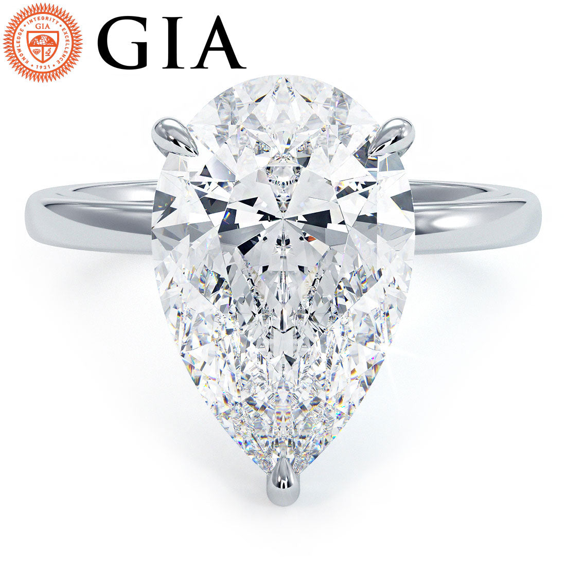 4 Carat Pear Shape Petite Wire Basket Solitaire