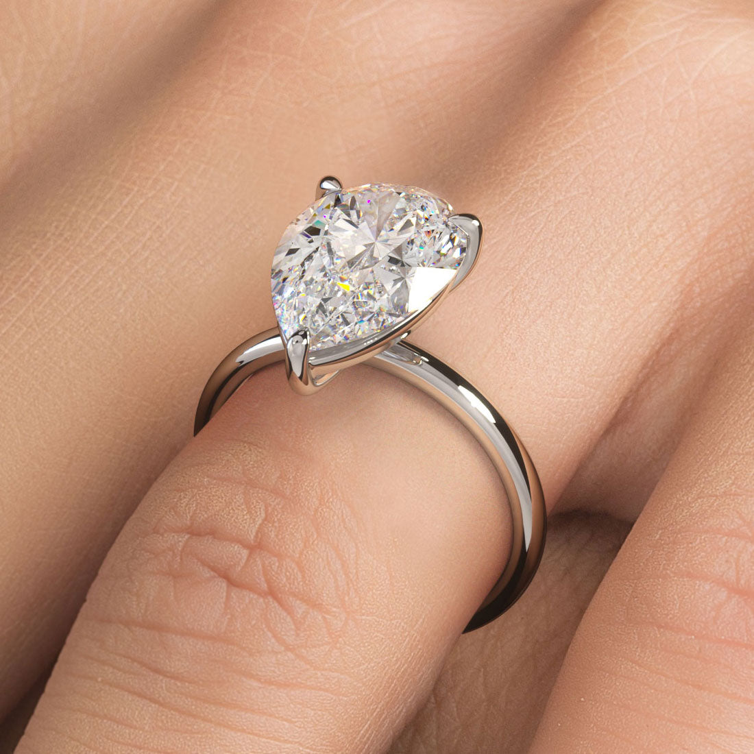 4 Carat Pear Shape Petite Wire Basket Solitaire