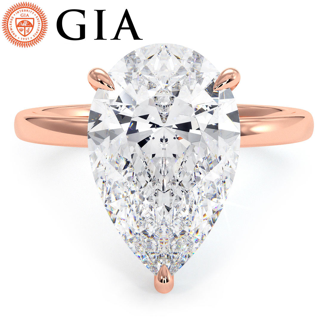 4 Carat Pear Shape Petite Wire Basket Solitaire