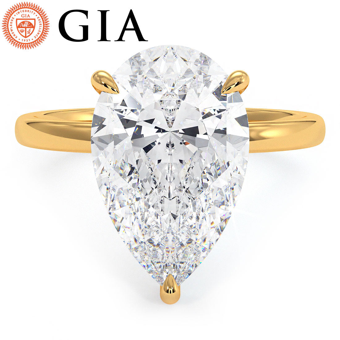 4 Carat Pear Shape Petite Wire Basket Solitaire