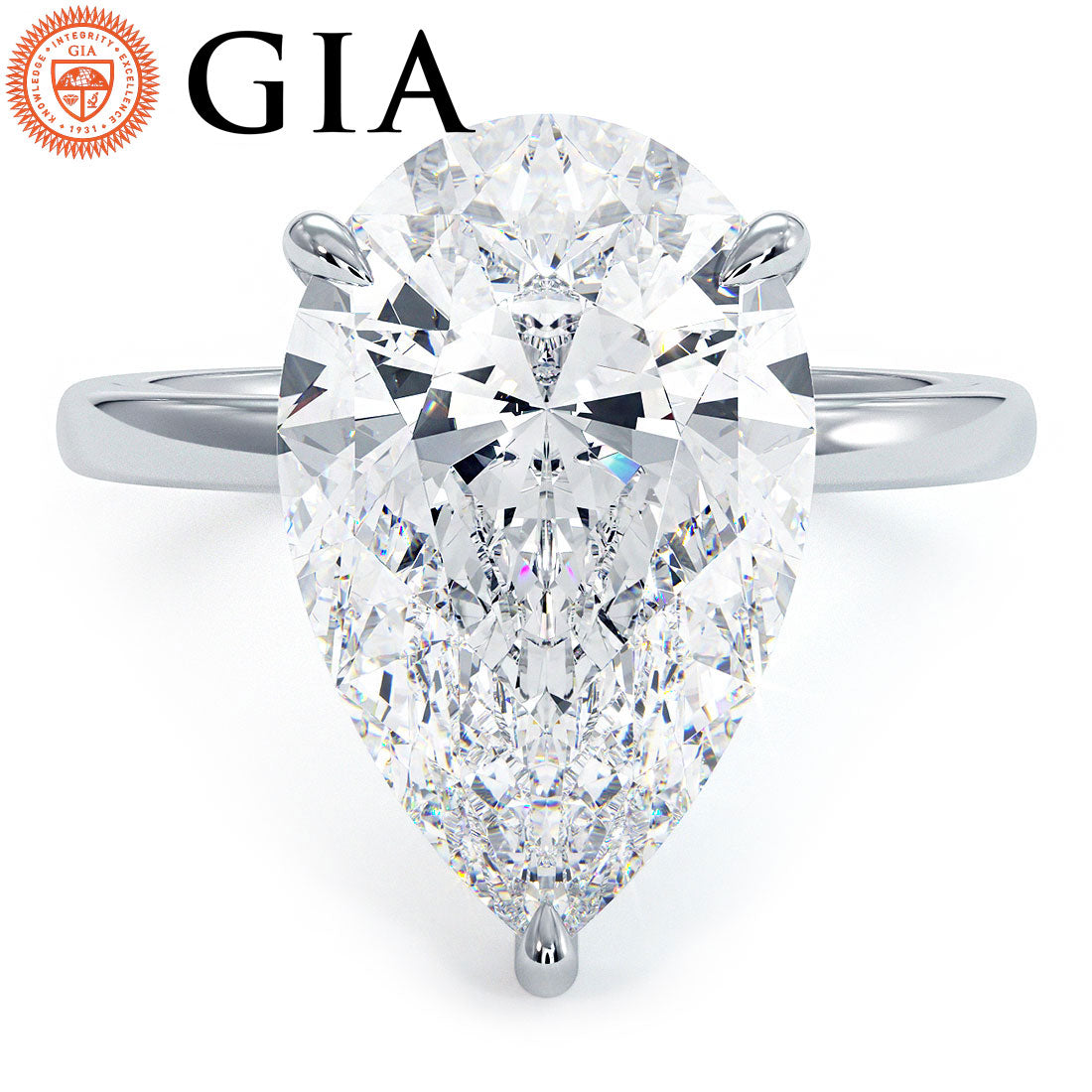 5 Carat Pear Shape Petite Wire Basket Solitaire