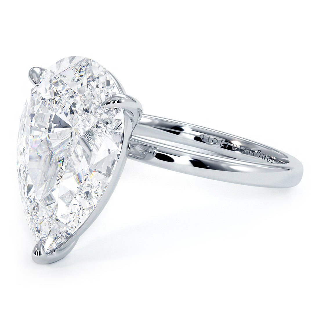 5 Carat Pear Shape Petite Wire Basket Solitaire