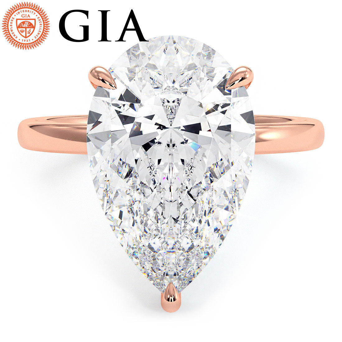 5 Carat Pear Shape Petite Wire Basket Solitaire