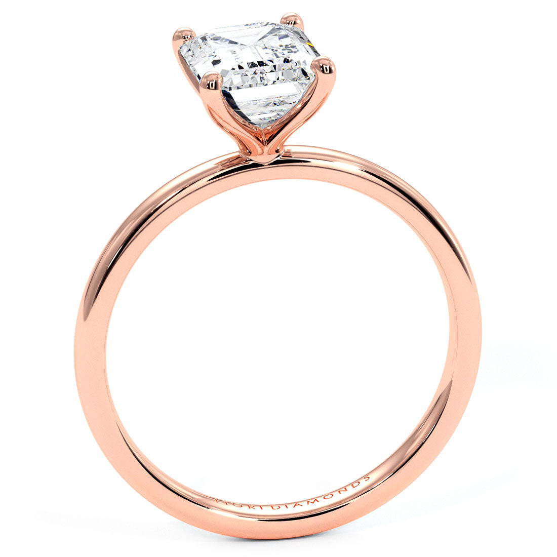 1.62ctw GIA Certified F-VS1 Emerald Cut Petite Wire Solitaire Lab Grown Diamond Engagement Ring set in 14k Rose Gold