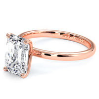 2.00 Carat GIA Certified Emerald Cut Petite Wire Solitaire Lab Grown Diamond Engagement Ring set in 14k Rose Gold