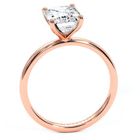 2.00 Carat GIA Certified Emerald Cut Petite Wire Solitaire Lab Grown Diamond Engagement Ring set in 14k Rose Gold