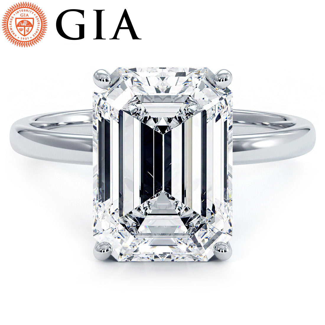 4 Carat Emerald Cut Petite Wire Basket Solitaire