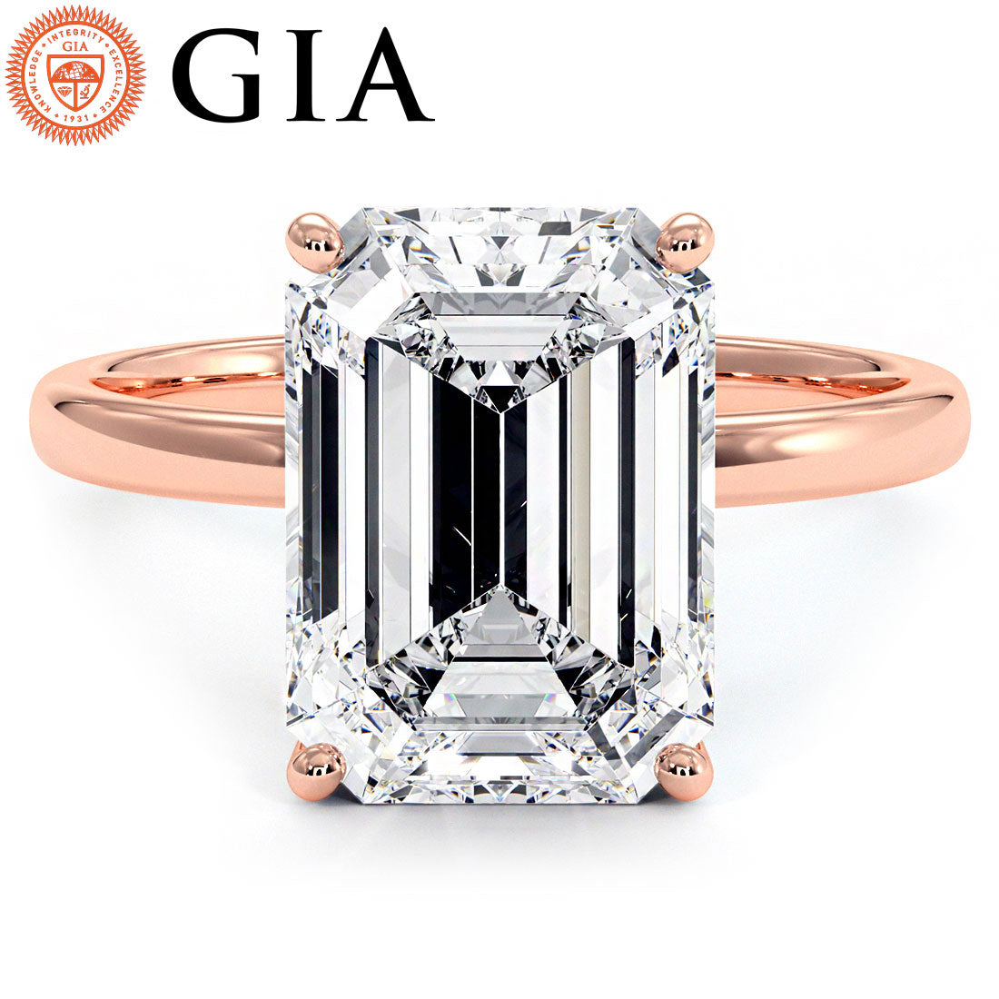 4 Carat Emerald Cut Petite Wire Basket Solitaire