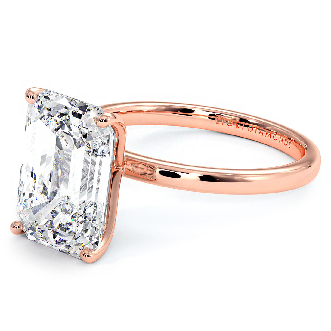 4 Carat Emerald Cut Petite Wire Basket Solitaire