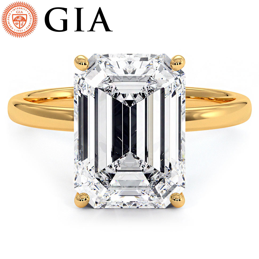 4 Carat Emerald Cut Petite Wire Basket Solitaire