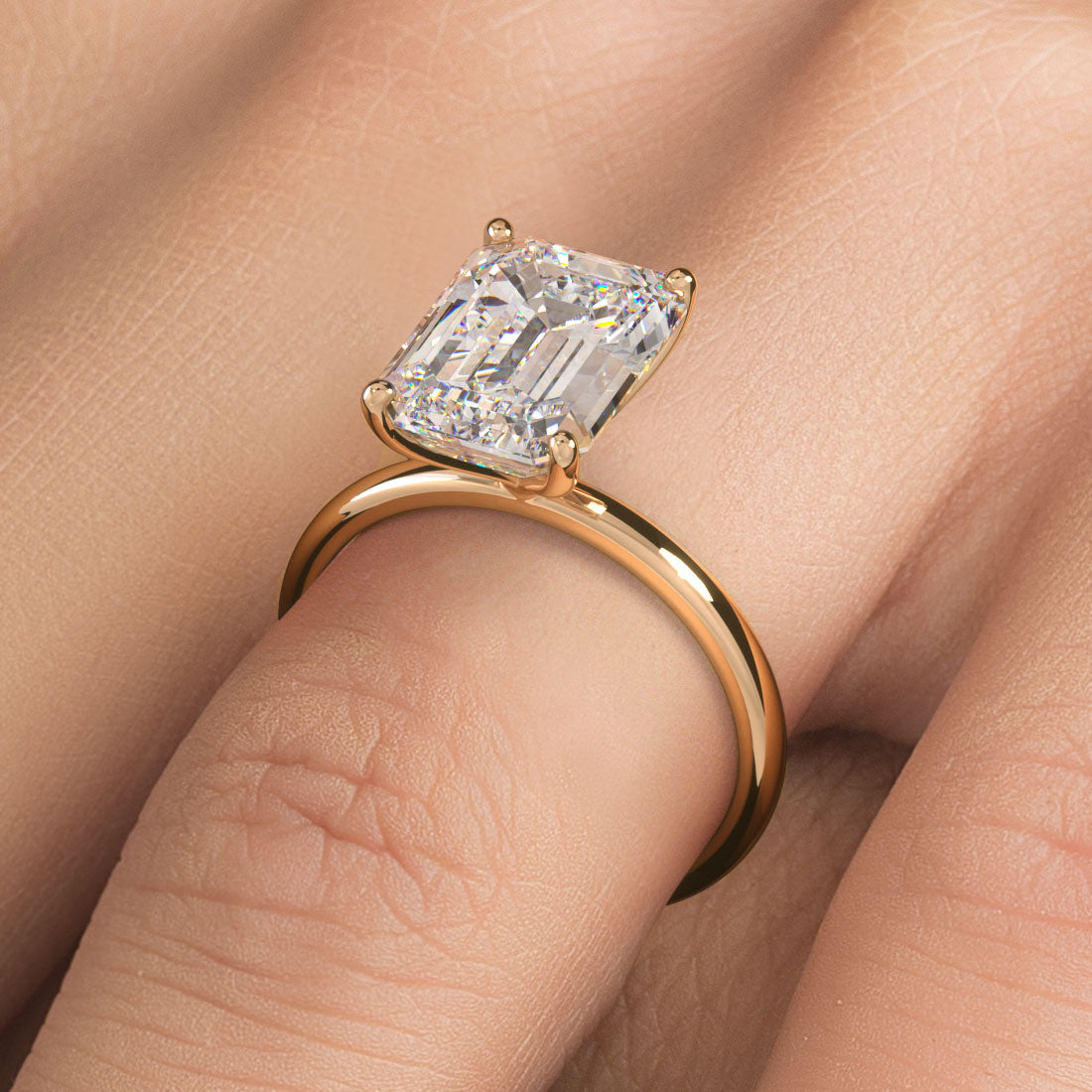 4 Carat Emerald Cut Petite Wire Basket Solitaire