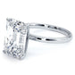 4.41 Carat GIA Certified Emerald Cut Petite Wire Solitaire Lab Grown Diamond Engagement Ring set in 14k White Gold