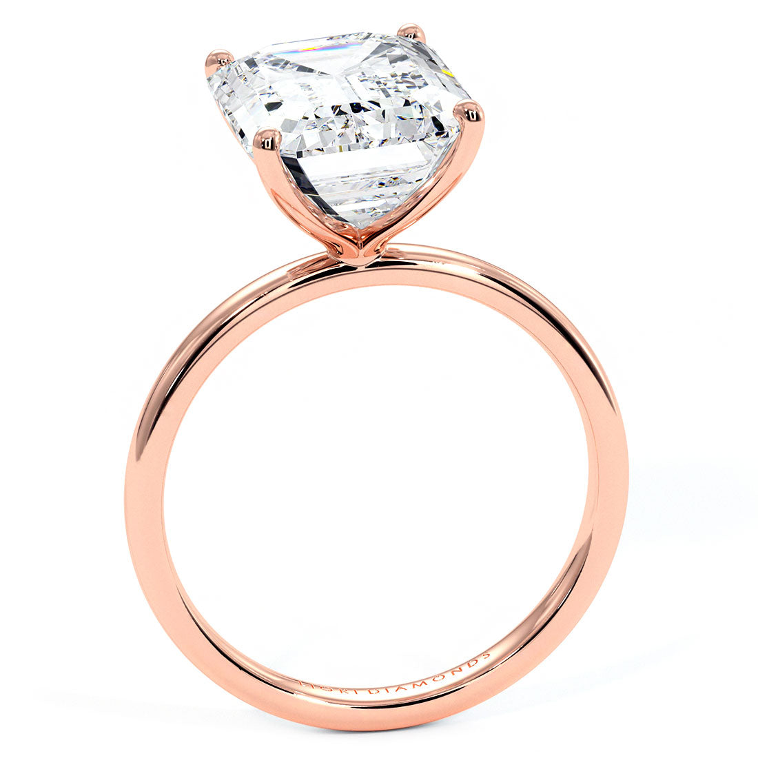 4.41 Carat GIA Certified Emerald Cut Petite Wire Solitaire Lab Grown Diamond Engagement Ring set in 14k Rose Gold