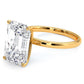 4.41 Carat GIA Certified Emerald Cut Petite Wire Solitaire Lab Grown Diamond Engagement Ring set in 14k Yellow Gold