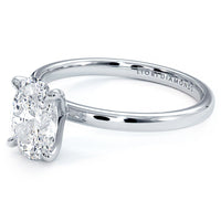 1.50ct GIA Certified Oval Cut Petite Wire Solitaire Lab Grown Diamond Engagement Ring set in Platinum