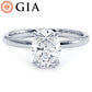 1.50ct GIA Certified Oval Cut Petite Wire Solitaire Lab Grown Diamond Engagement Ring set in Platinum