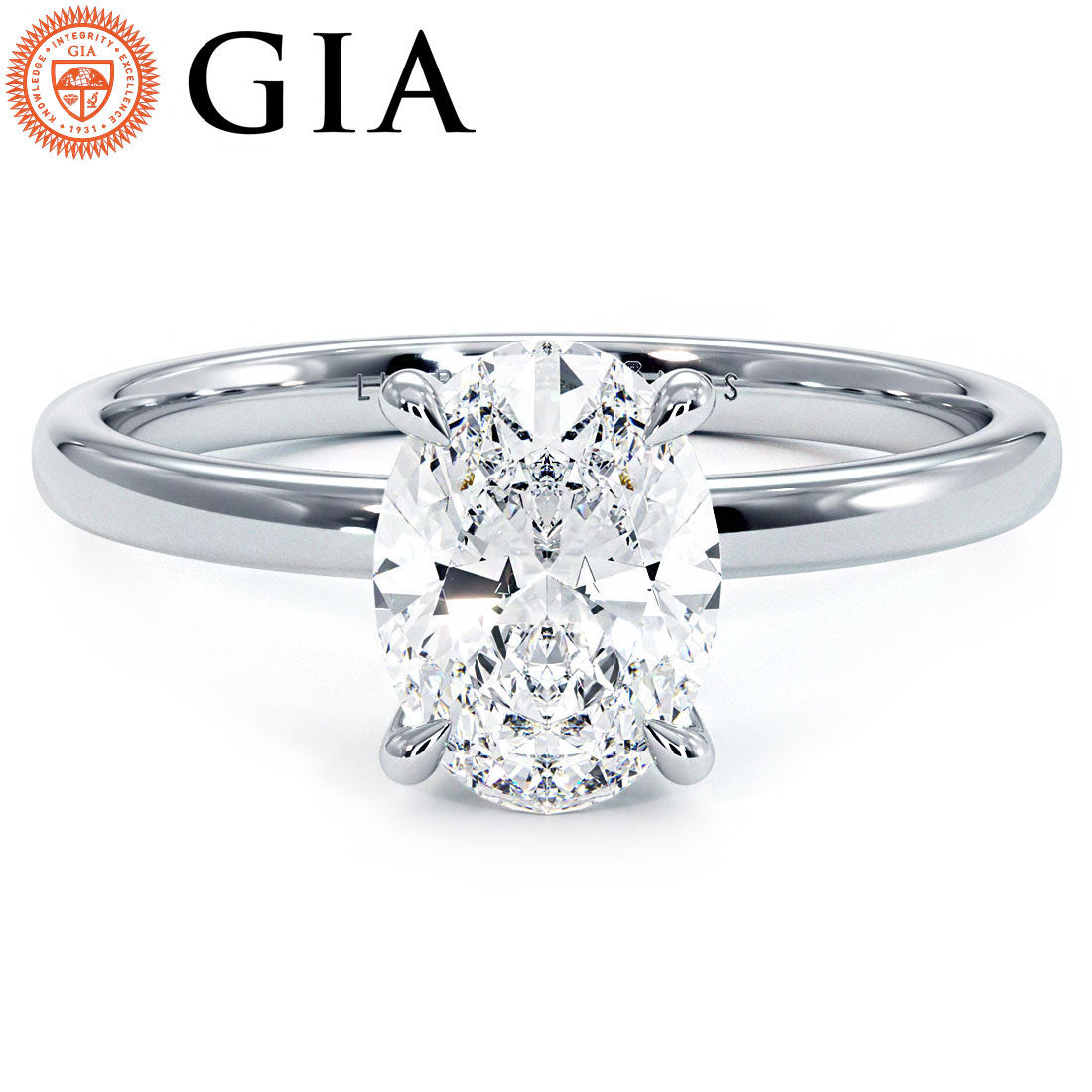 1.50ct GIA Certified Oval Cut Petite Wire Solitaire Lab Grown Diamond Engagement Ring set in Platinum