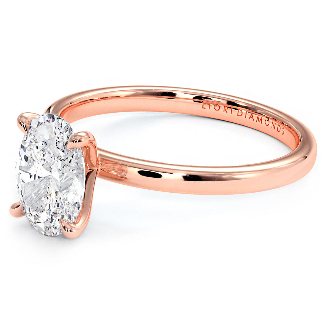 1.50ct GIA Certified Oval Cut Petite Wire Solitaire Lab Grown Diamond Engagement Ring set in 14k Rose Gold