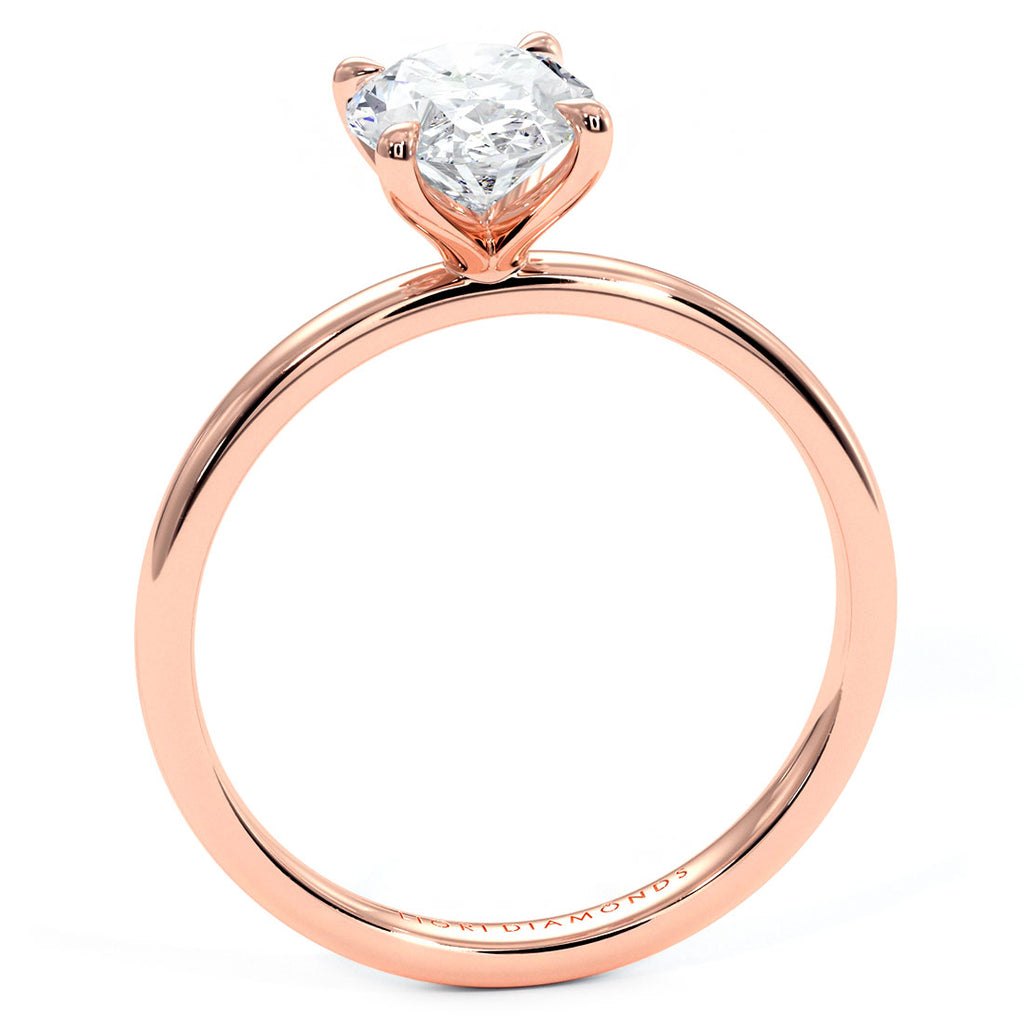 1.50ct GIA Certified Oval Cut Petite Wire Solitaire Lab Grown Diamond Engagement Ring set in 14k Rose Gold