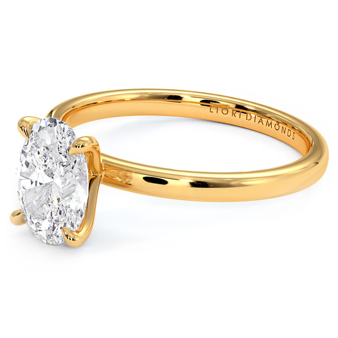 1.50ct GIA Certified Oval Cut Petite Wire Solitaire Lab Grown Diamond Engagement Ring set in 14k Yellow Gold