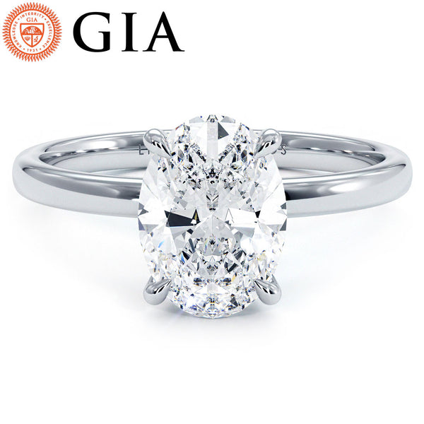 2 Carat Oval Cut Petite Wire Solitaire